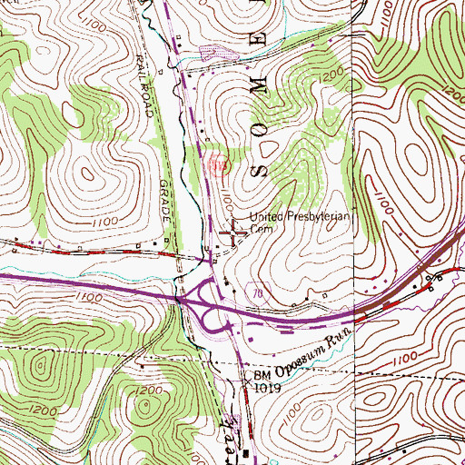 Topographic Map of Emmanuel United Presbyterian Cemetery, PA