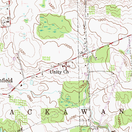 Topographic Map of Unity Church, PA