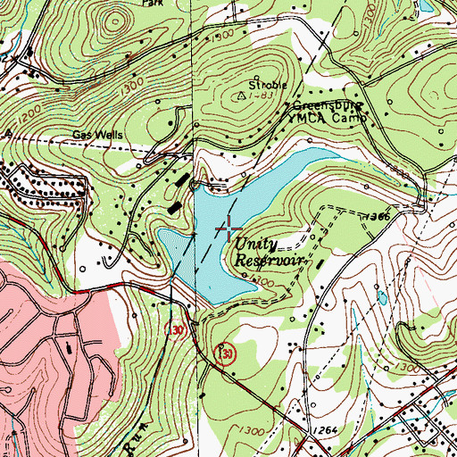 Topographic Map of Unity Reservoir, PA