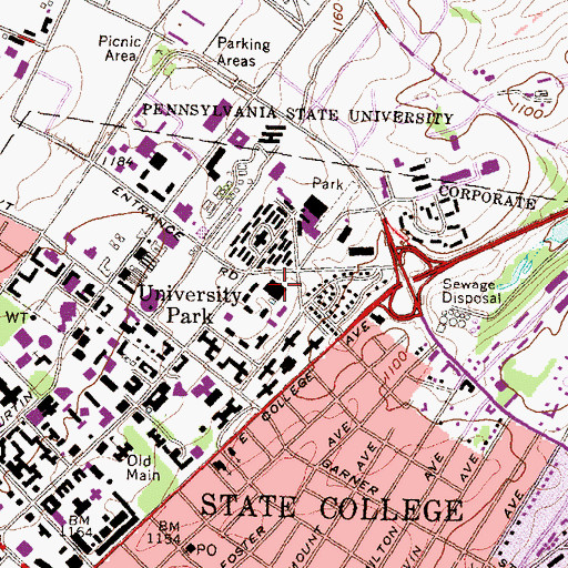 Topographic Map of University Park, PA