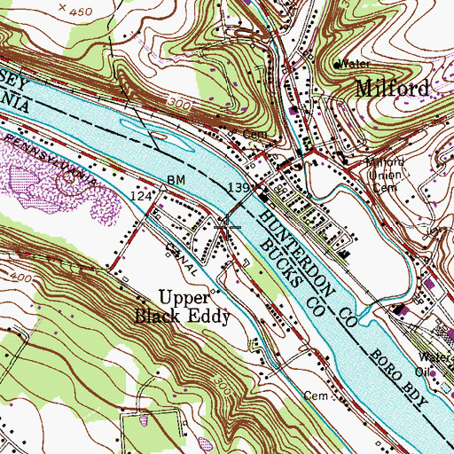 Topographic Map of Upper Black Eddy, PA