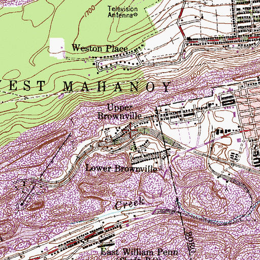 Topographic Map of Upper Brownville, PA