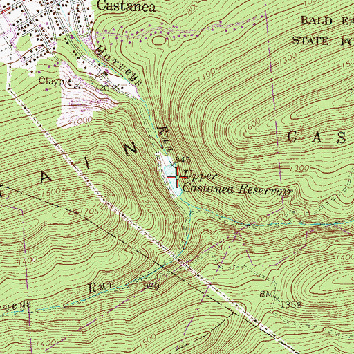 Topographic Map of Upper Castanea Reservoir, PA