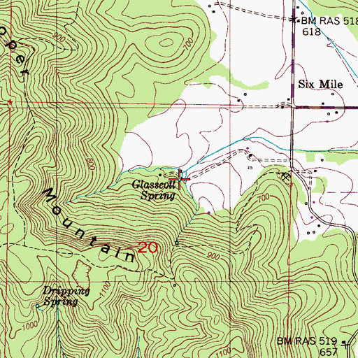 Topographic Map of Glasscott Spring, AL