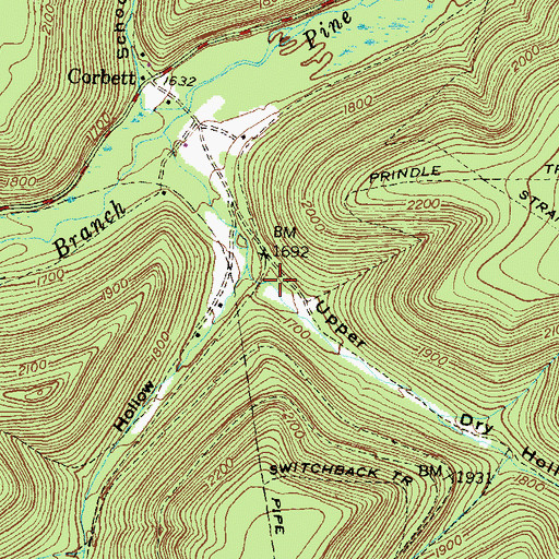 Topographic Map of Upper Dry Hollow, PA