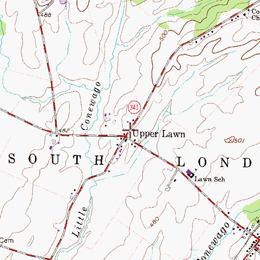 Topographic Map of Upper Lawn, PA