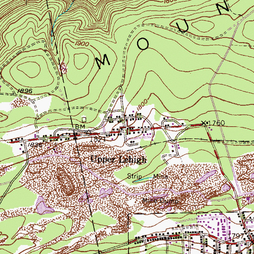 Topographic Map of Upper Lehigh, PA