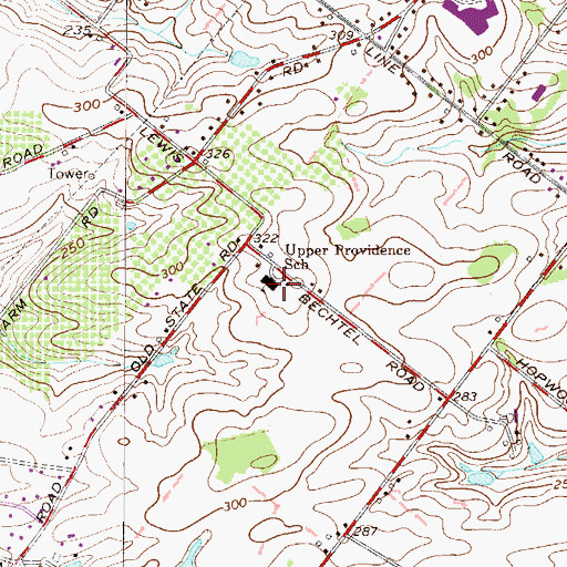 Topographic Map of Upper Providence School, PA