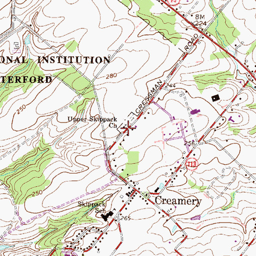 Topographic Map of Upper Skippack Church, PA