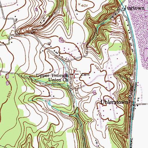 Topographic Map of Upper Tinicum Union Church, PA