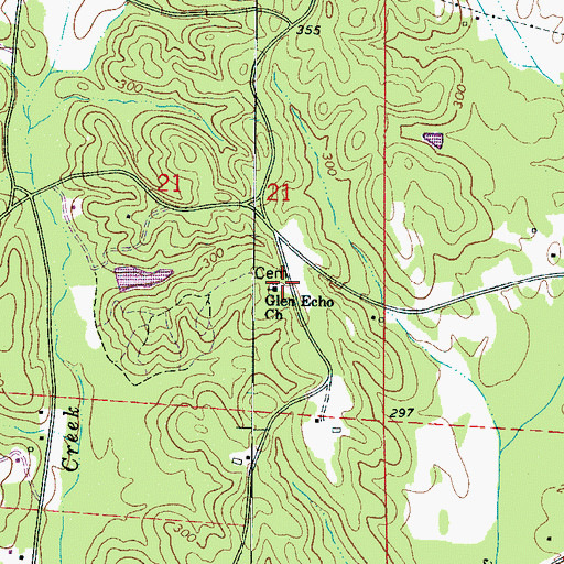 Topographic Map of Glen Echo Church, AL