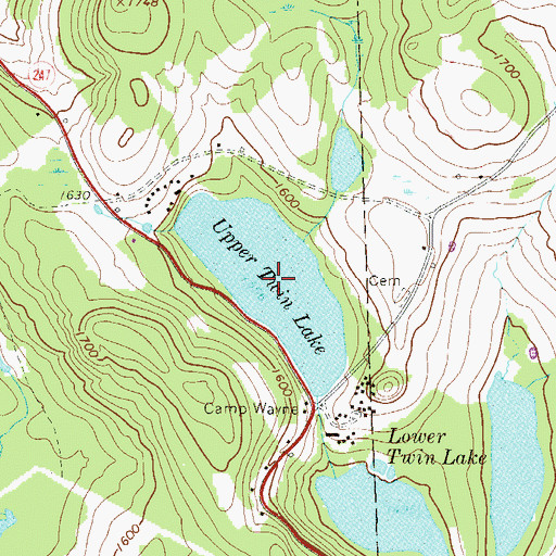 Topographic Map of Upper Twin Lake, PA