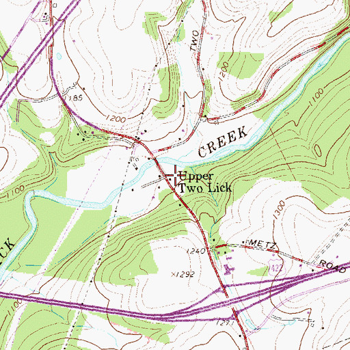Topographic Map of Upper Two Lick, PA