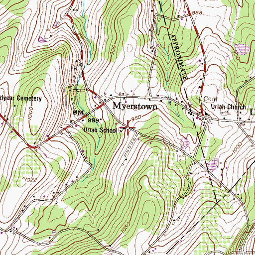 Topographic Map of Uriah School, PA