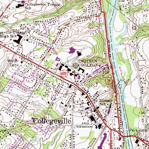 Topographic Map of Ursinus College, PA
