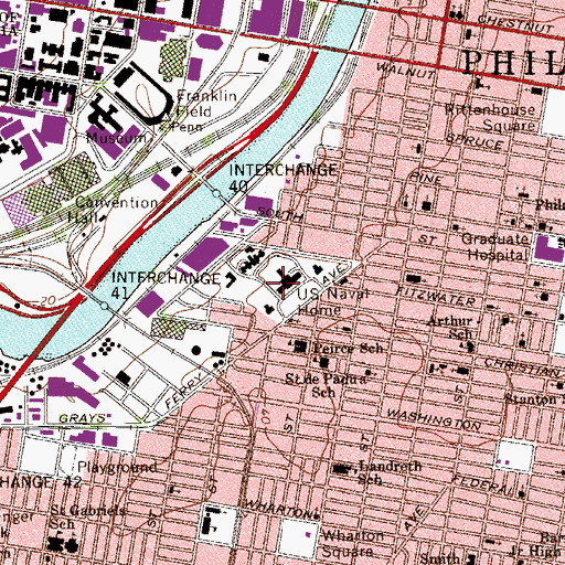 Topographic Map of United States Naval Home, PA