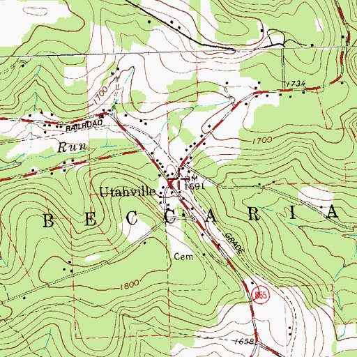 Topographic Map of Utahville, PA