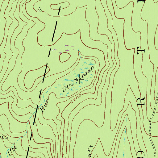 Topographic Map of Utts Swamp, PA