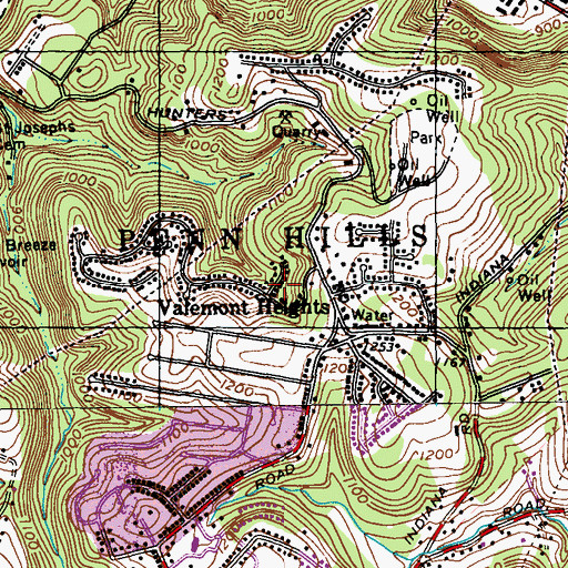 Topographic Map of Valemont Heights, PA