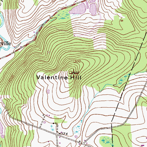 Topographic Map of Valentine Hill, PA