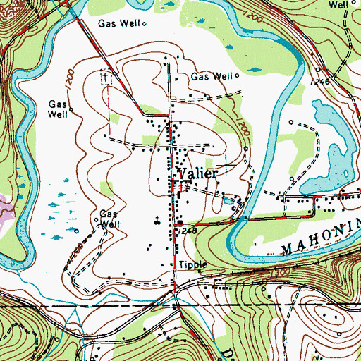 Topographic Map of Valier, PA