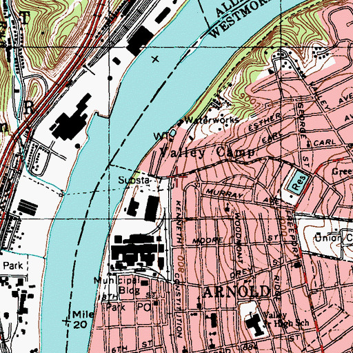 Topographic Map of Valley Camp, PA