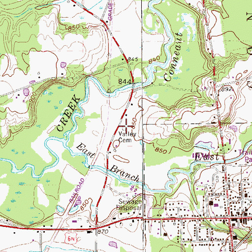 Topographic Map of Valley Cemetery, PA