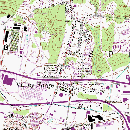 Topographic Map of Valley Forge, PA