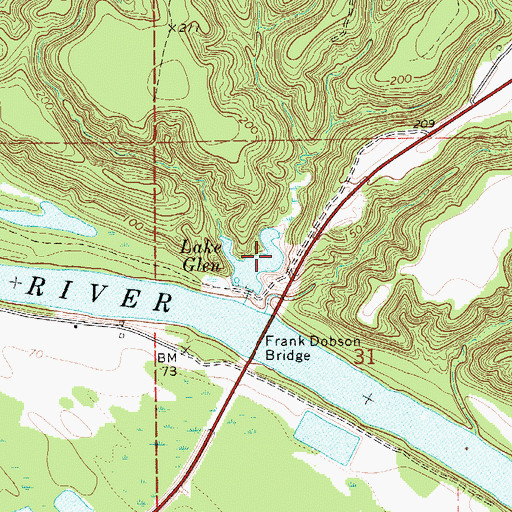 Topographic Map of Lake Glen, AL
