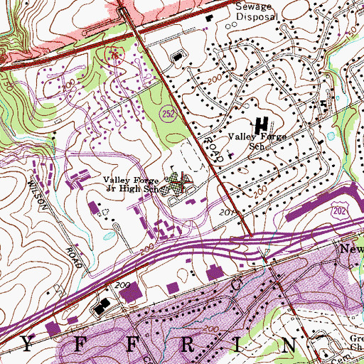 Topographic Map of Valley Forge Middle School, PA