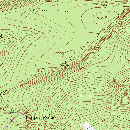 Topographic Map of Valley Rim Trail, PA