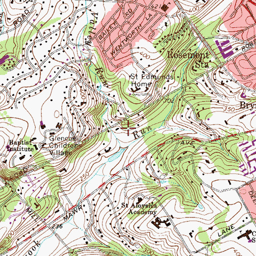 Topographic Map of Valley Run, PA