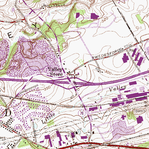 Topographic Map of Valley Store, PA
