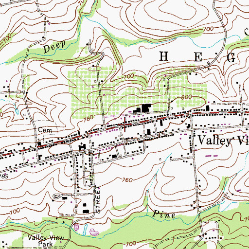 Topographic Map of Valley View, PA