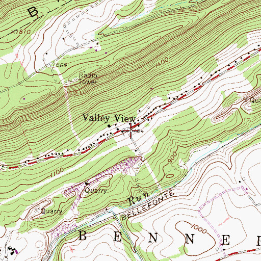 Topographic Map of Valley View, PA