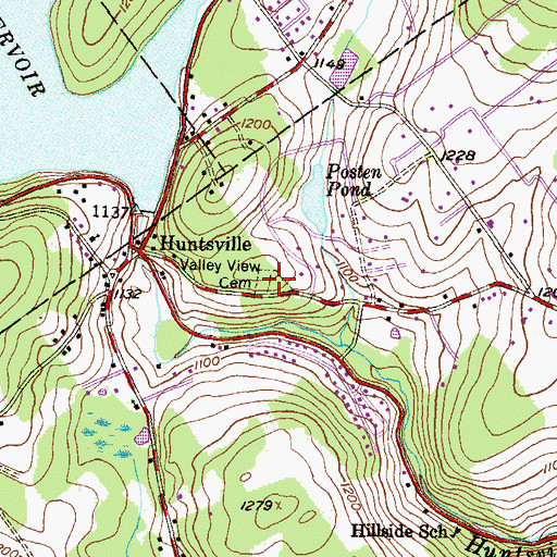 Topographic Map of Valley View Cemetery, PA