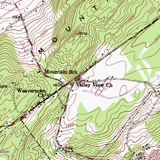 Topographic Map of Valley View Church, PA