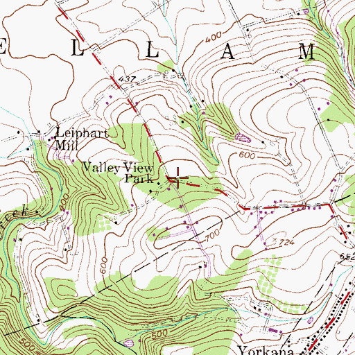 Topographic Map of Valley View Park, PA