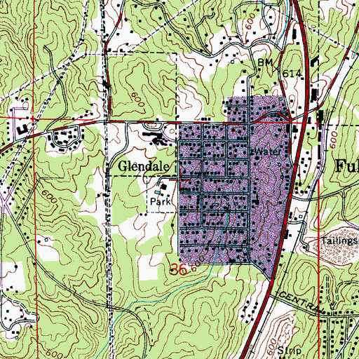 Topographic Map of Glendale, AL