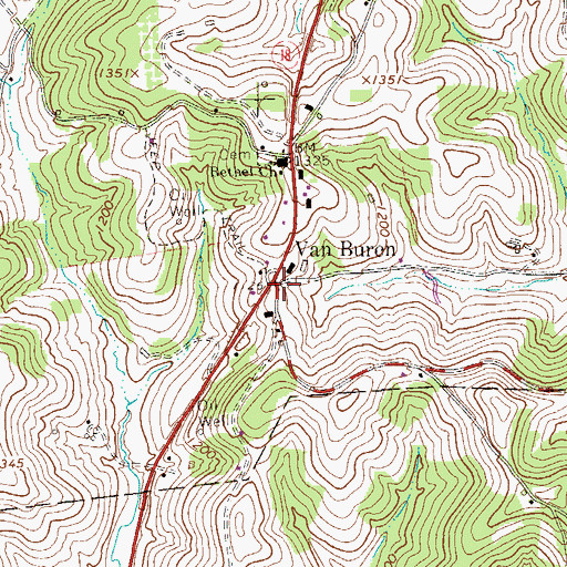 Topographic Map of Van Buren, PA