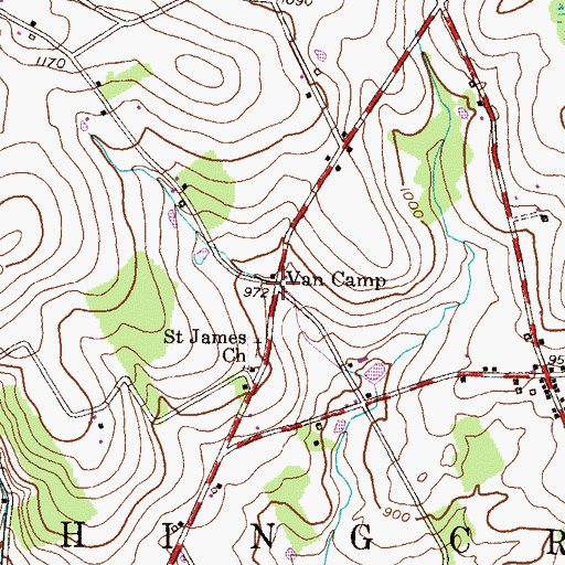 Topographic Map of Van Camp, PA