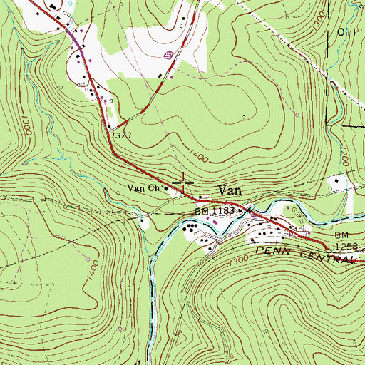 Topographic Map of Van Church, PA