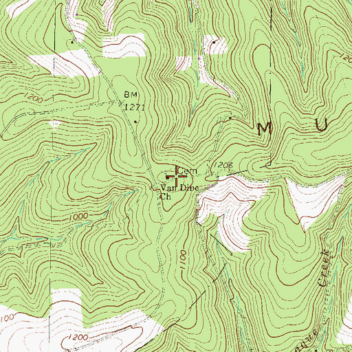 Topographic Map of Van Dine Church, PA