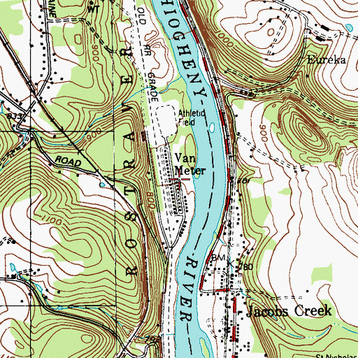 Topographic Map of Van Meter, PA