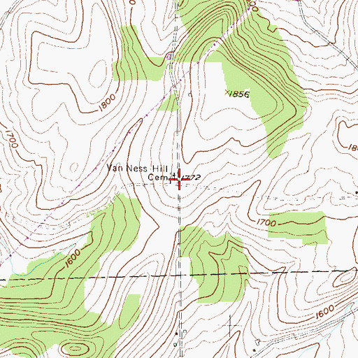 Topographic Map of Van Ness Hill Cemetery, PA