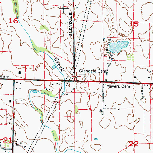 Topographic Map of Glendale Cemetery, AL