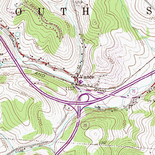 Topographic Map of Vance, PA