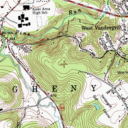 Topographic Map of Vandergrift Park, PA