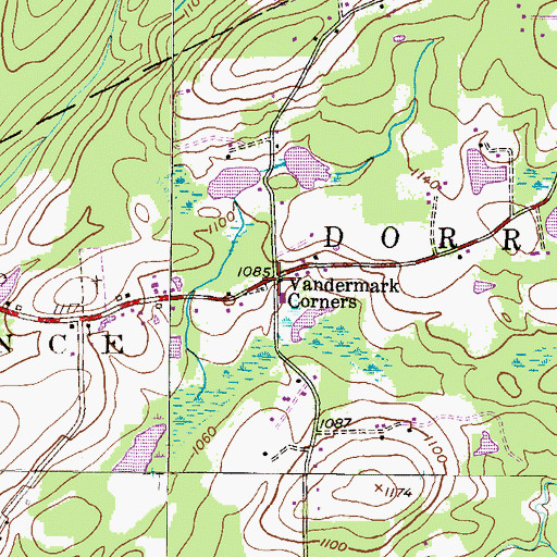Topographic Map of Vandermark Corners, PA