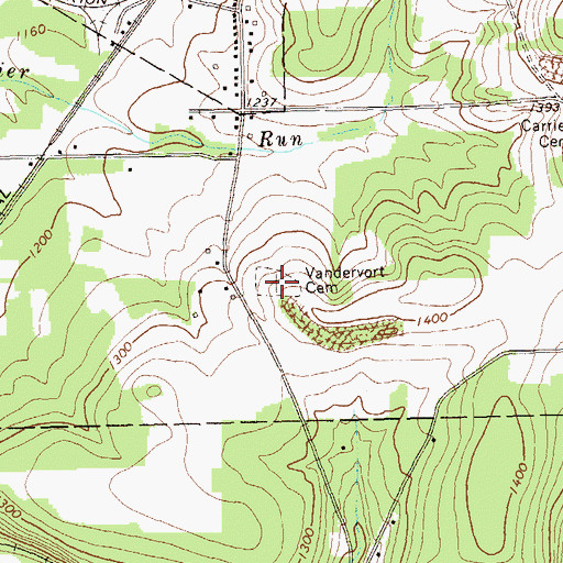Topographic Map of Vandervort Cemetery, PA